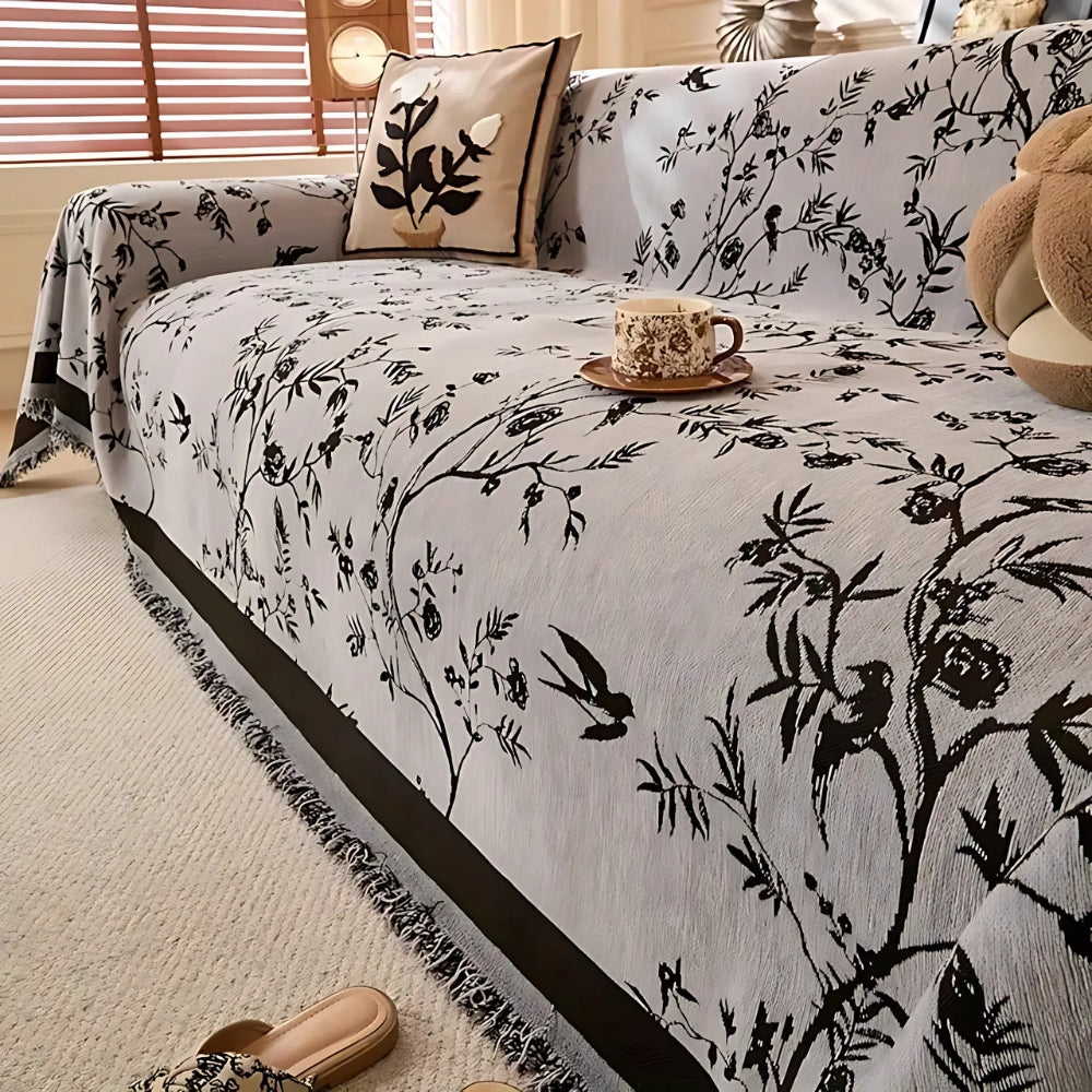 Elegant Floral Chenille Sofa Cover – Soft, Pet-Friendly, and Anti-Slip Design 1