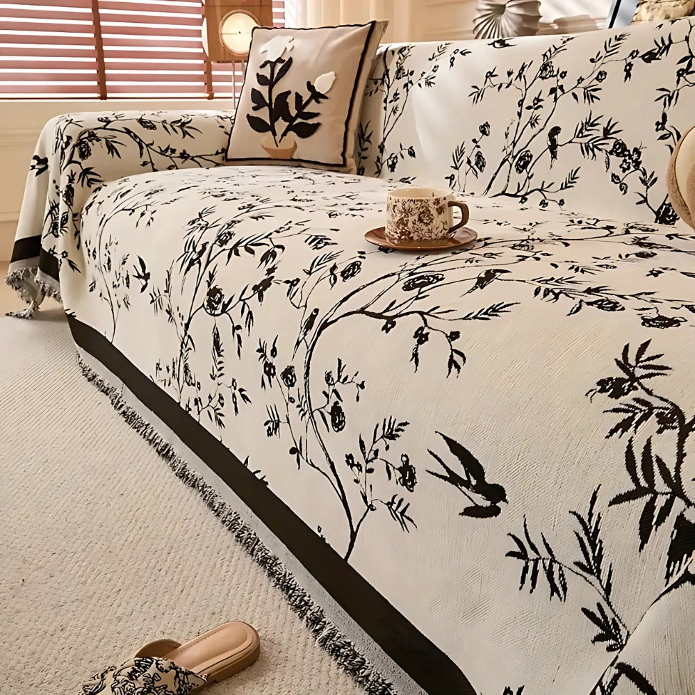 Elegant Floral Chenille Sofa Cover – Soft, Pet-Friendly, and Anti-Slip Design 3