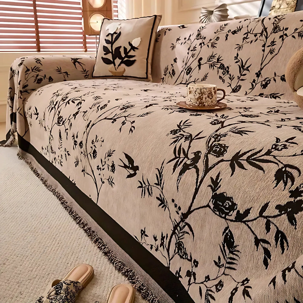 Elegant Floral Chenille Sofa Cover – Soft, Pet-Friendly, and Anti-Slip Design 5