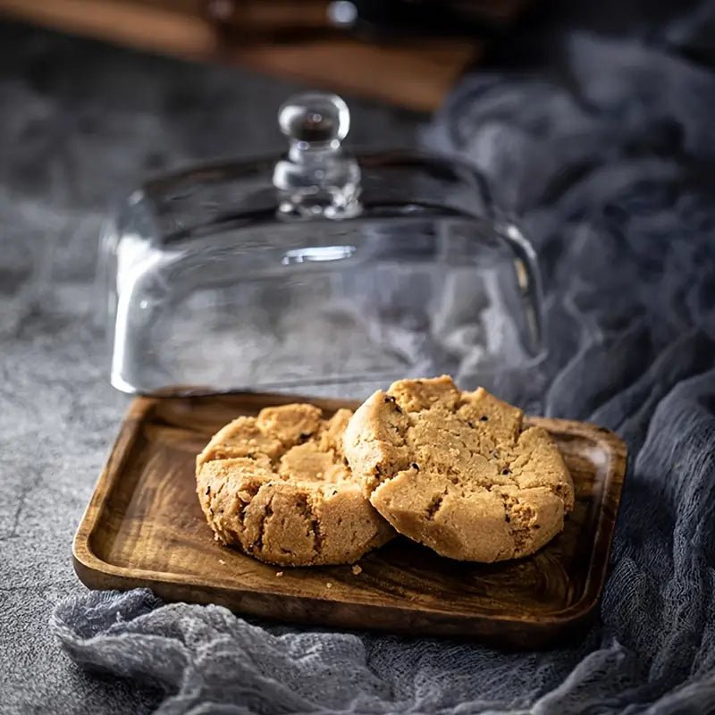 Elegant Glass Butter Dish with Lid – Natural Wooden Base and Timeless Design 3