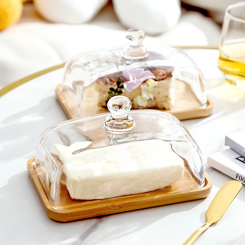 Elegant Glass Butter Dish with Lid – Natural Wooden Base and Timeless Design 6