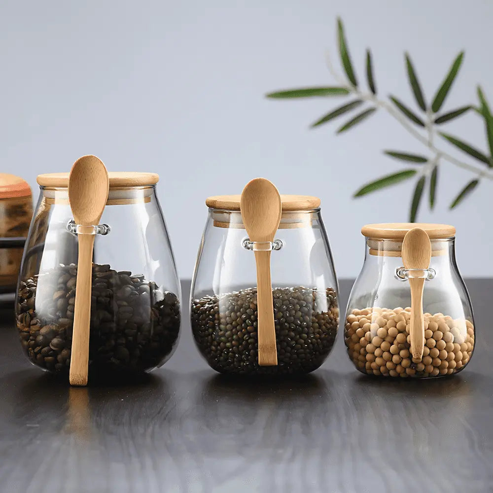 Elegant Glass Storage Jar with Bamboo Lid – Airtight Freshness for Coffee and Tea 5
