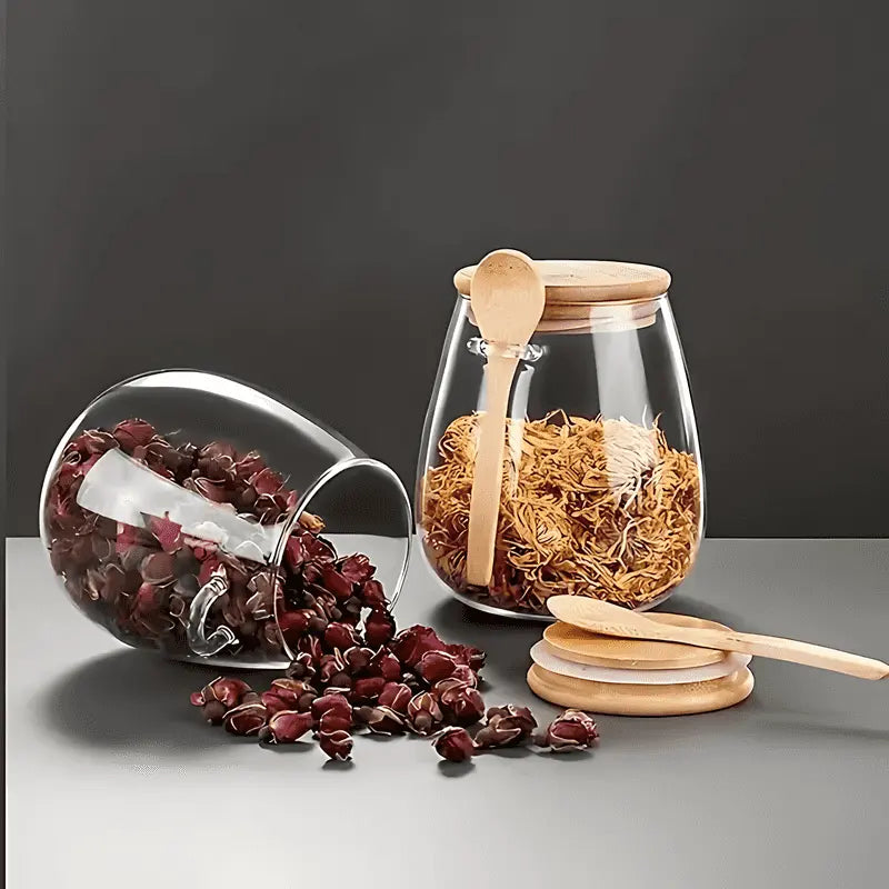 Elegant Glass Storage Jar with Bamboo Lid – Airtight Freshness for Coffee and Tea 6