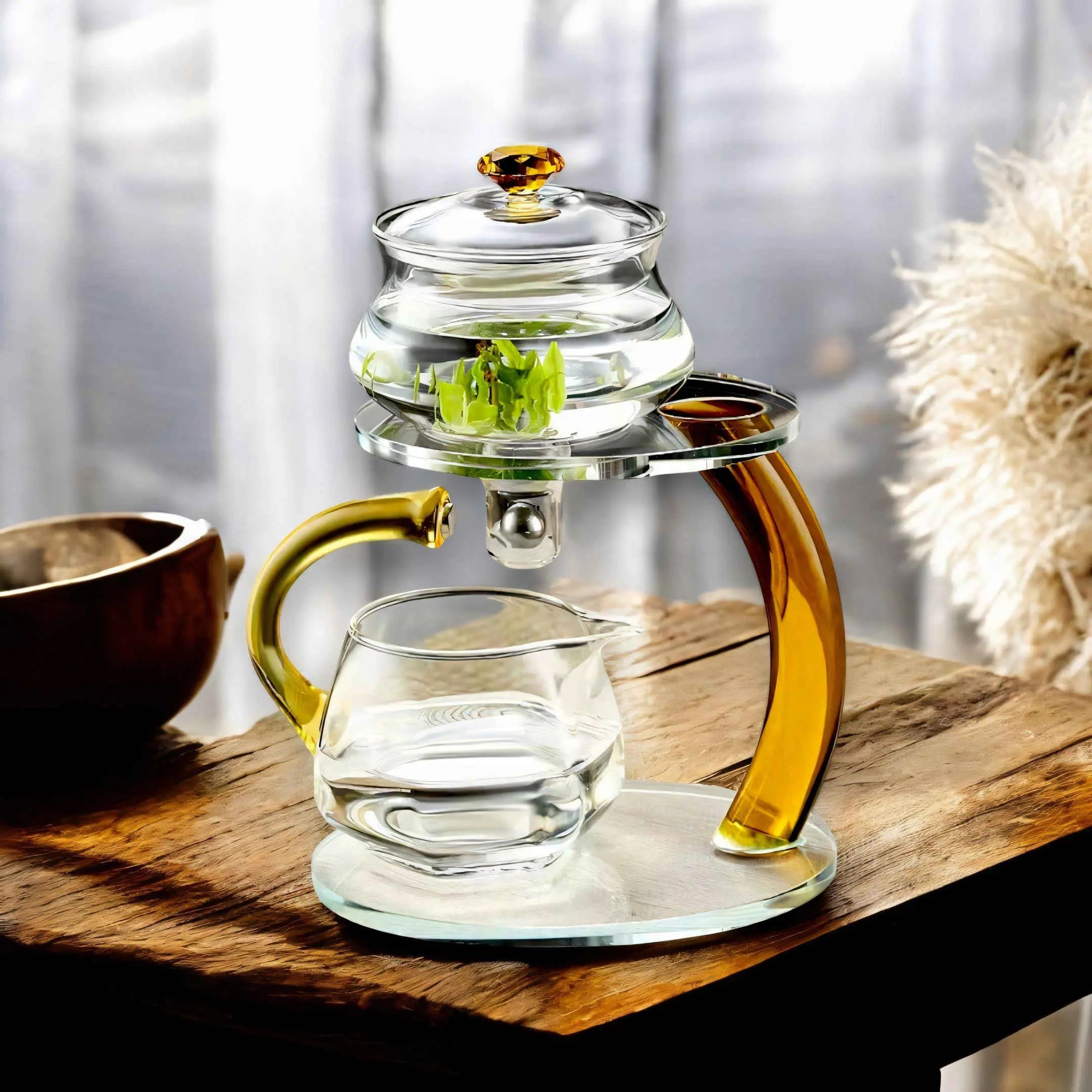 Elegant Glass Teapot with Infuser – Magnetic Filtration and Heat-Resistant Design 0