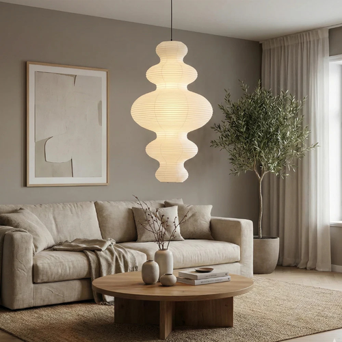 Elegant Handcrafted Rice Paper Pendant Lamp | Unique Kitchen Pendant Lighting Fixture