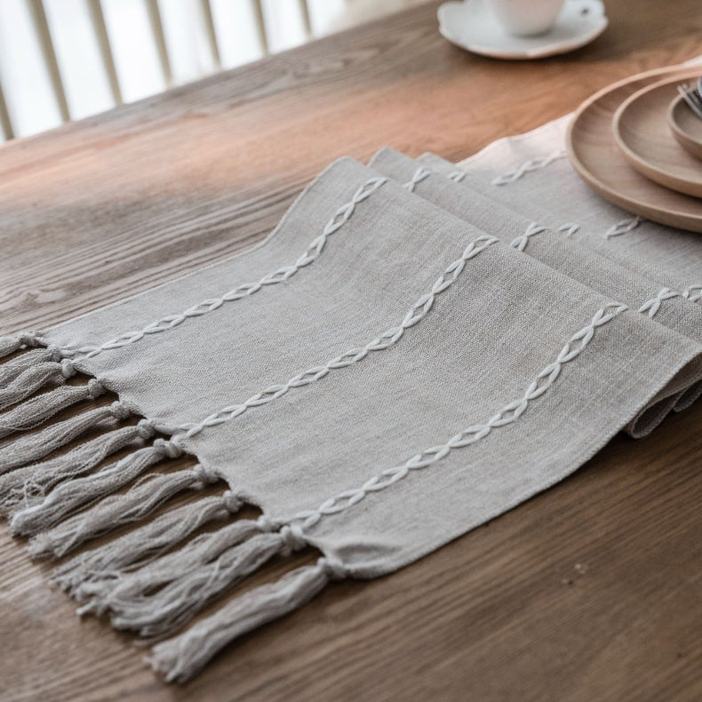Elegant Handmade Table Runner – Braided Pattern with Tassels in Durable Polyester 4