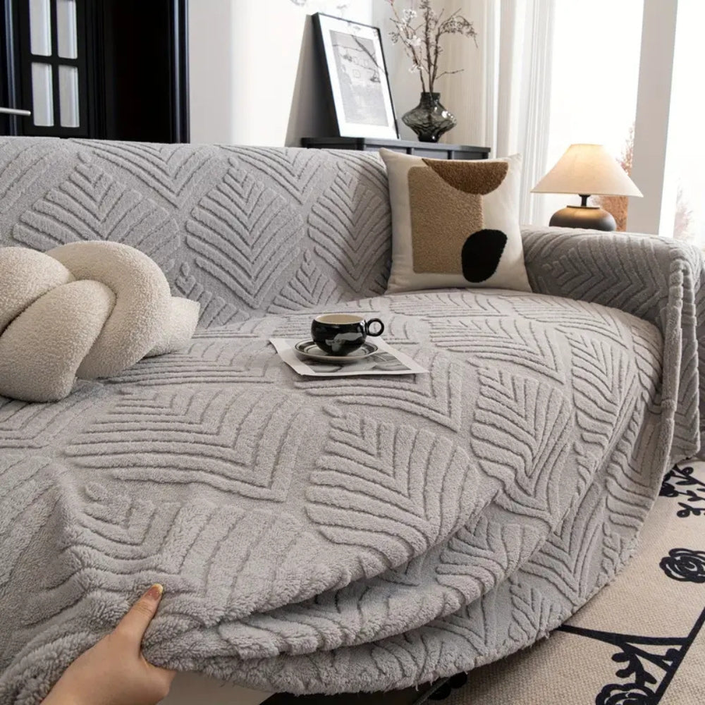 Elegant Herringbone Fleece Sofa Cover – Cozy, Stylish, Pet-Friendly Protection 2