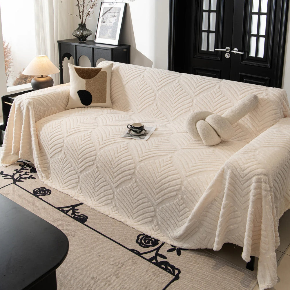 Elegant Herringbone Fleece Sofa Cover – Cozy, Stylish, Pet-Friendly Protection 4