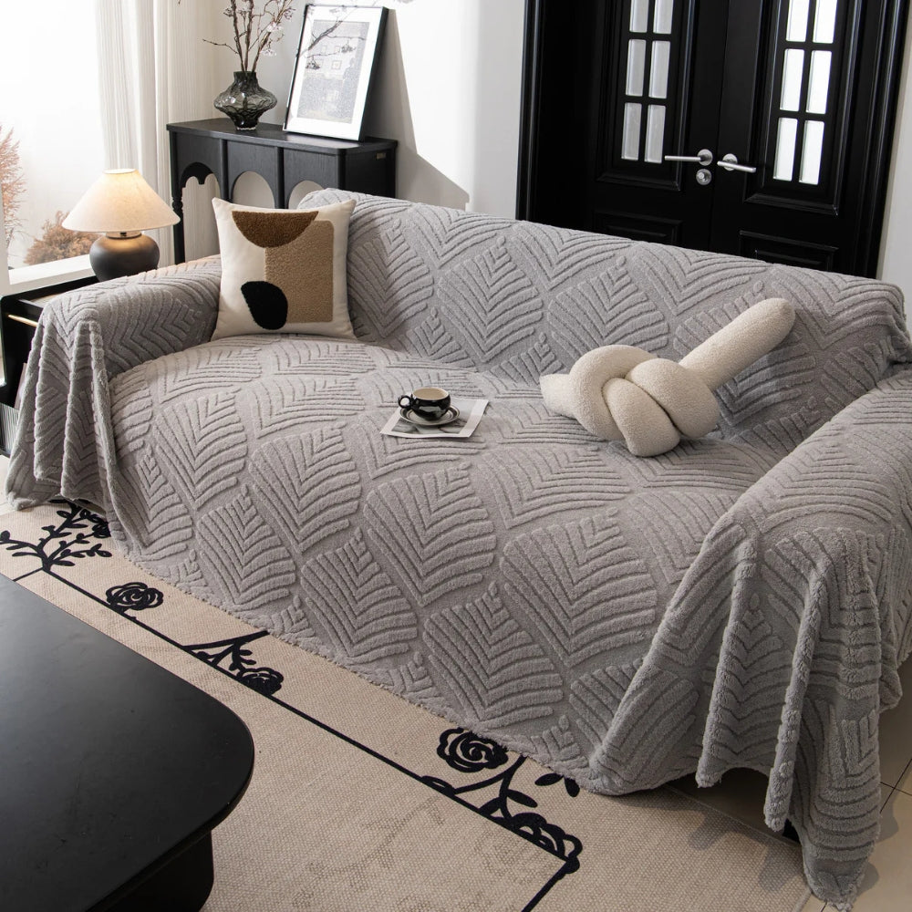 Elegant Herringbone Fleece Sofa Cover – Cozy, Stylish, Pet-Friendly Protection 5