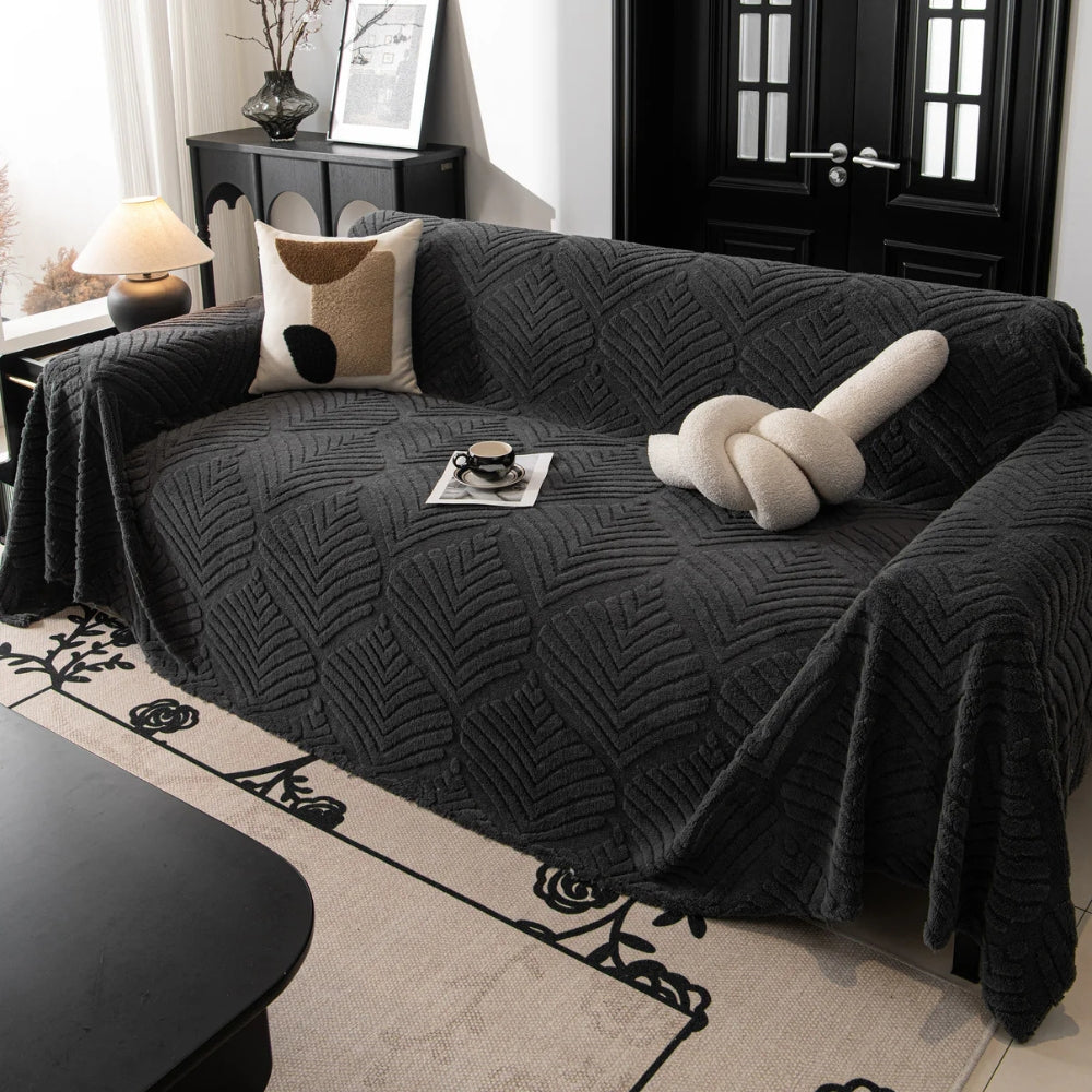 Elegant Herringbone Fleece Sofa Cover – Cozy, Stylish, Pet-Friendly Protection 6