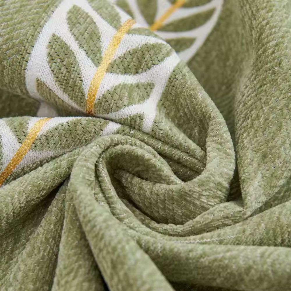 Elegant Leaf Sofa Cover – Premium Chenille with Intricate Weave and Secure Fit 3