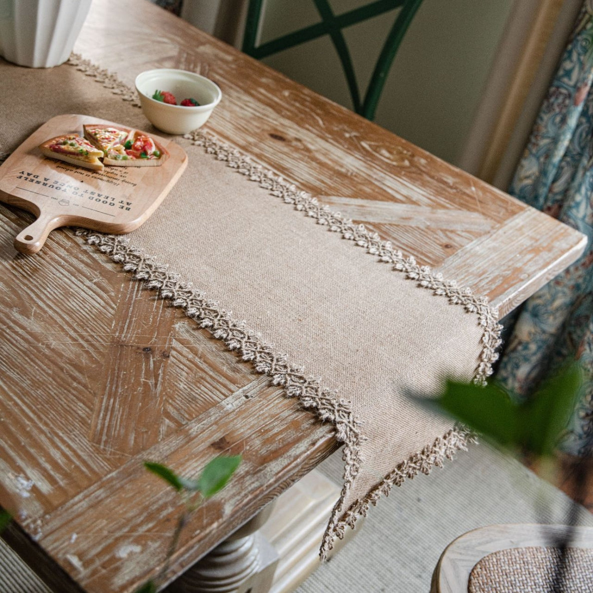 Elegant Natural Jute Table Runner with Beaded Edge Design for Indoor and Outdoor Use 5