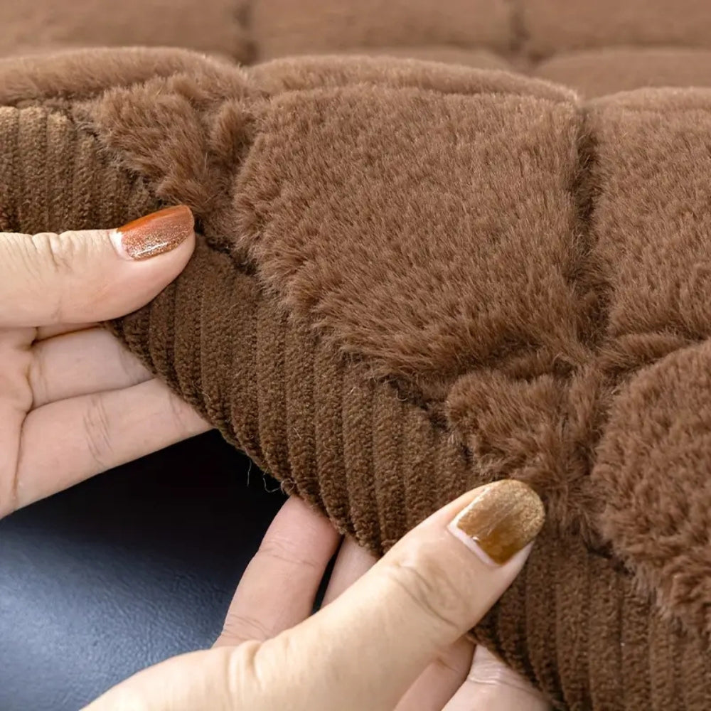 Elegant Plush Sofa Cover – Soft Microfiber Blend with Diamond Stitching and Non-Slip Backing 7