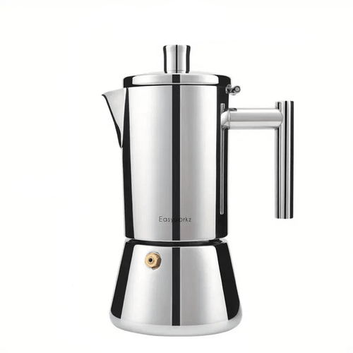 Elegant Stainless Steel Moka Pot – Premium Espresso Maker with Heat-Resistant Design