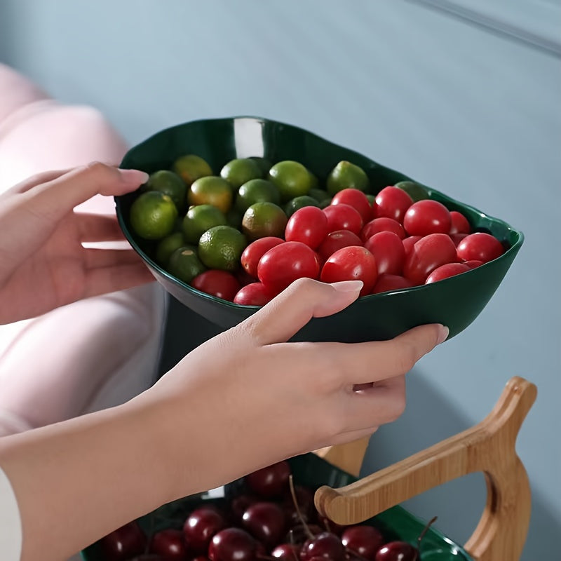 Elegant Tiered Fruit Stand – Modern Scandinavian Design with Durable Wood and Stainless Steel 3