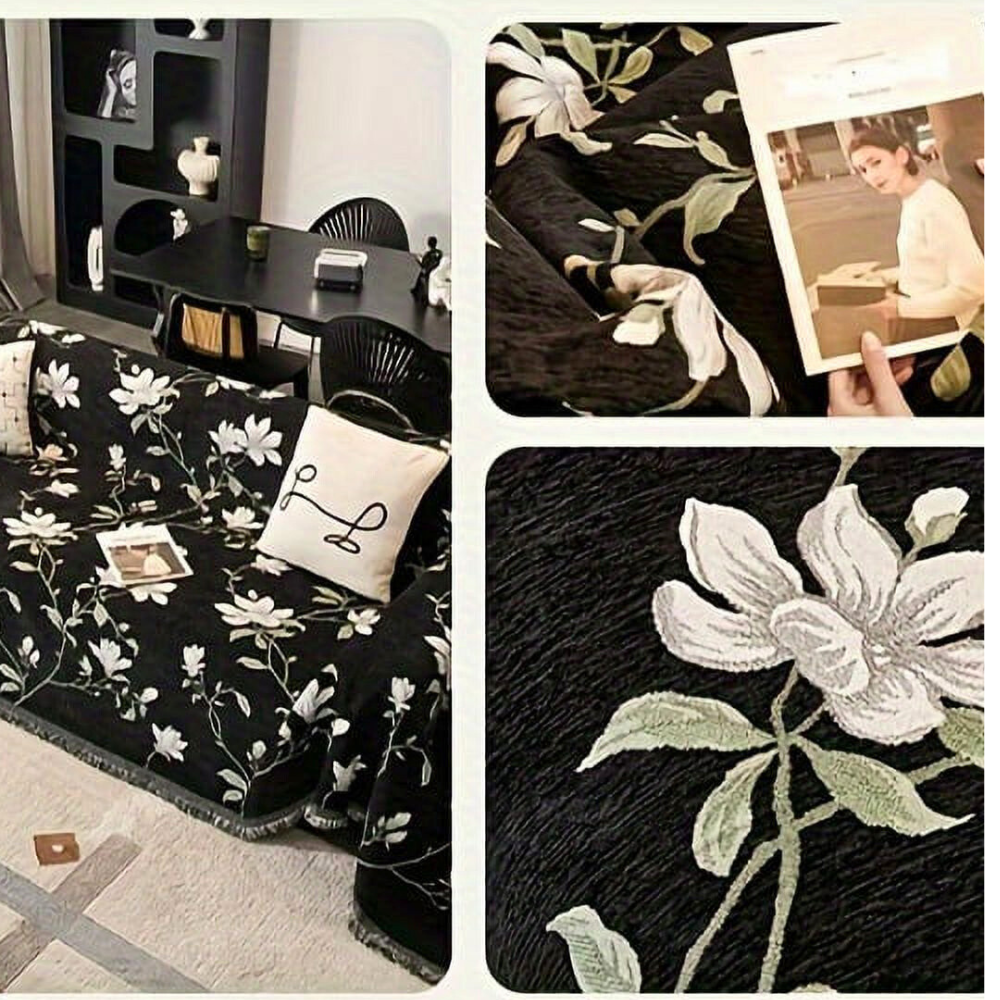 Elegant Vintage Floral Chenille Sofa Cover – Durable, Stylish Protector for All Sofa Sizes 2
