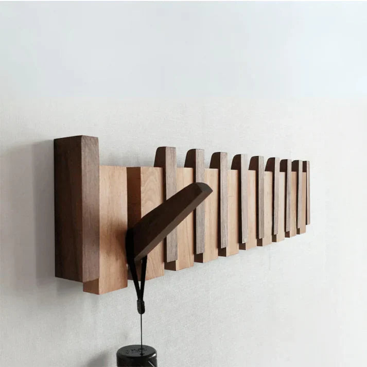 Elegant Wooden Wall Mounted Coat Rack – Stylish Piano Design with Functional Hooks 0
