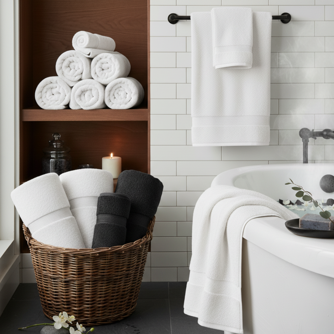 Heavyweight 12-Piece Cotton Spa Bundle – Black Luxury Hotel Quality Towel Set