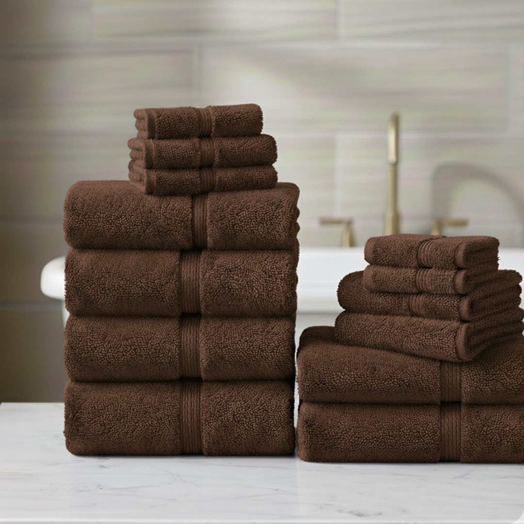 Heavyweight 12-Piece Cotton Spa Bundle – Black Luxury Hotel Quality Towel Set