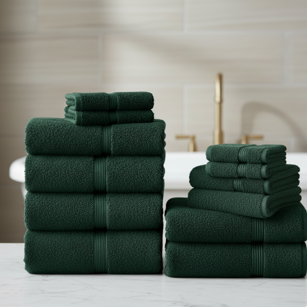 Heavyweight 12-Piece Cotton Spa Bundle – Black Luxury Hotel Quality Towel Set