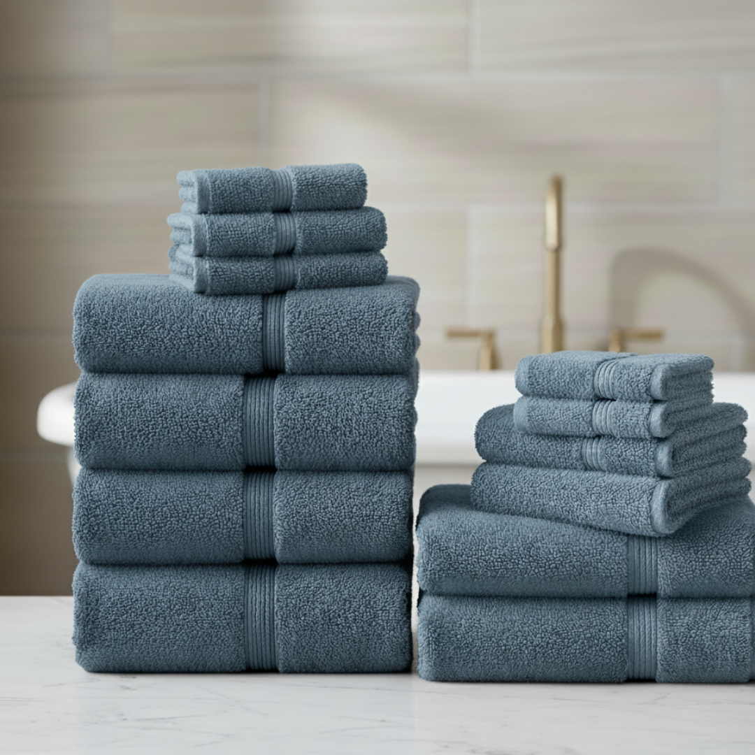 Heavyweight 12-Piece Cotton Spa Bundle – Black Luxury Hotel Quality Towel Set