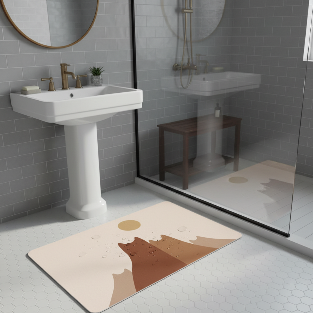 Illustration Air Door Rug Abstract Cat Snow Mountain Pattern Carpet Bathroom Bathtub Anti Slip Mat Home Decoration