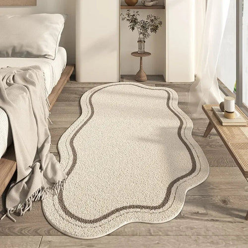 Irregular Curved Area Rug – Soft, Modern Design for Living Room and Bedroom