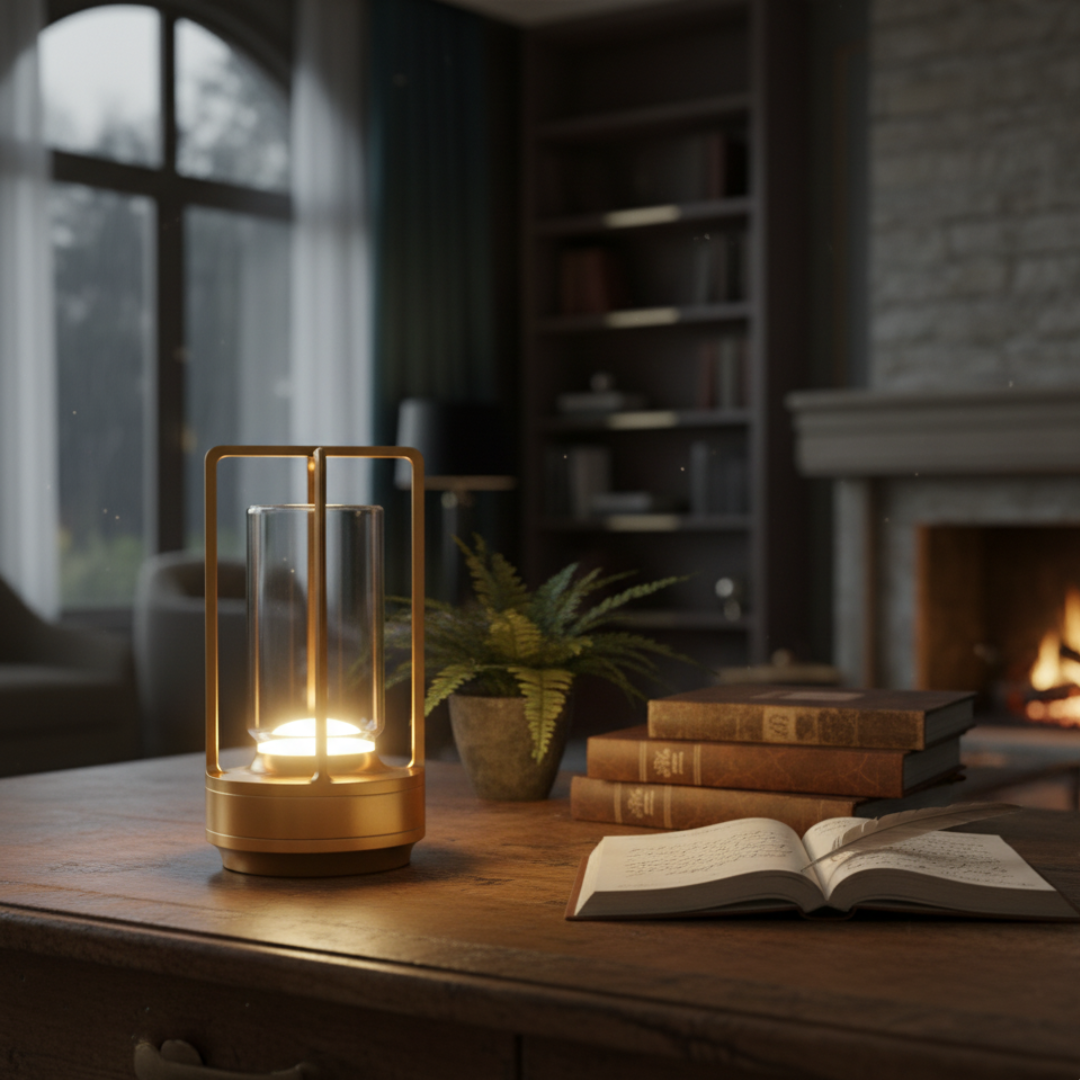 Japan Crystal Lantern – Cordless Dimmable LED Glass & Aluminum Table Lamp