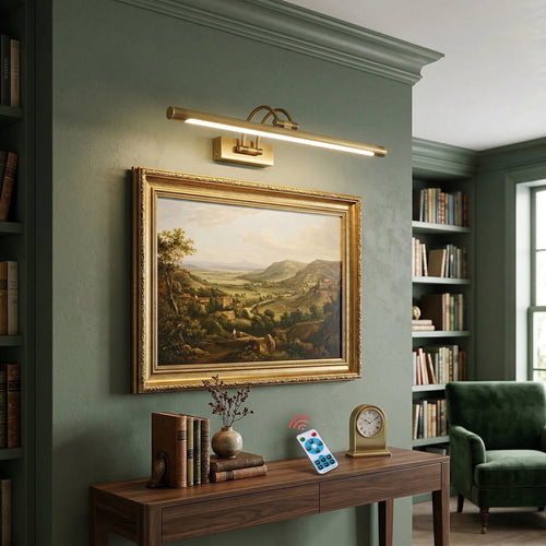 LED Picture Light | Rechargeable Brass Wall Sconce Black Metal