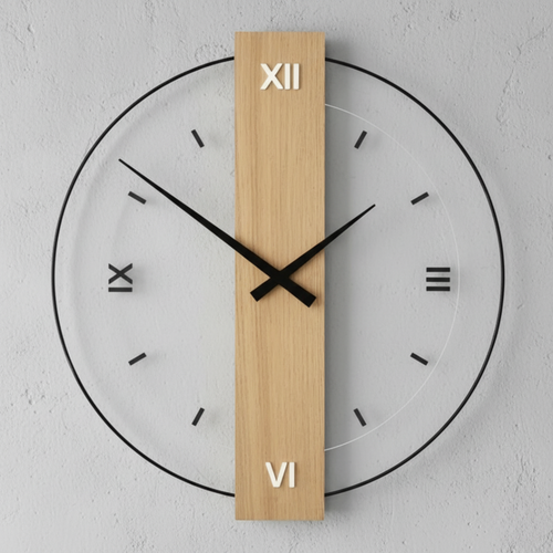 Large Modern Minimalist Oak Wood Wall Clock – Silent Quartz Design for Wall Clock Decor