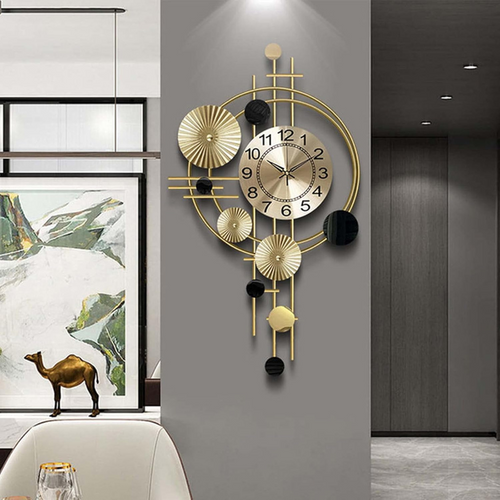 Large Modern Wall Clock | Sculptural Gold Design with Silent Quartz Movement