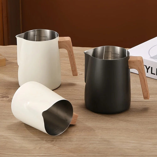 Latte Art Frothing Pitcher | Pointed Precision Spout Matte Cream Barista Jug