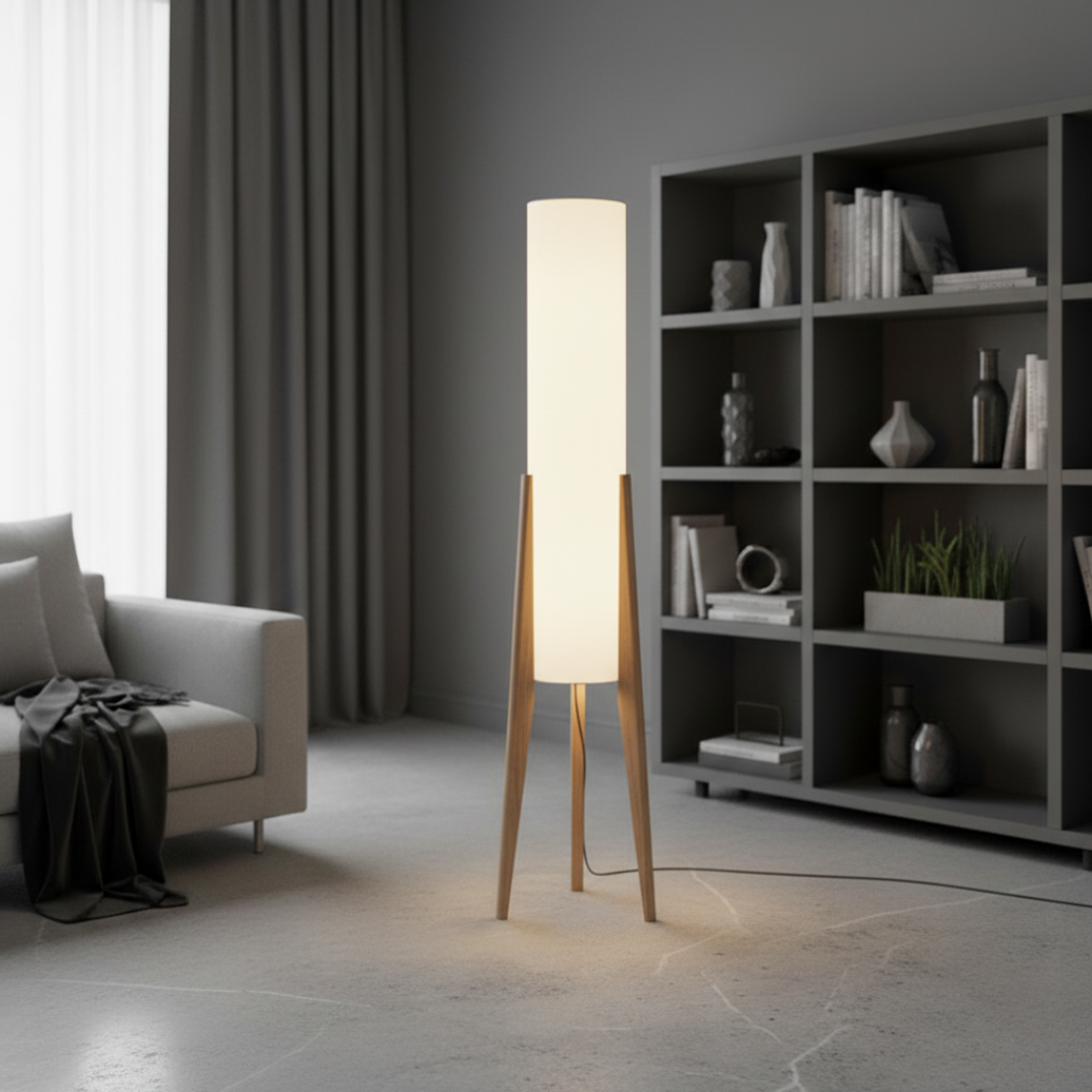 LignumLinea Minimalist Walnut Wood Floor Lamp - Nordic LED Standing Light 1