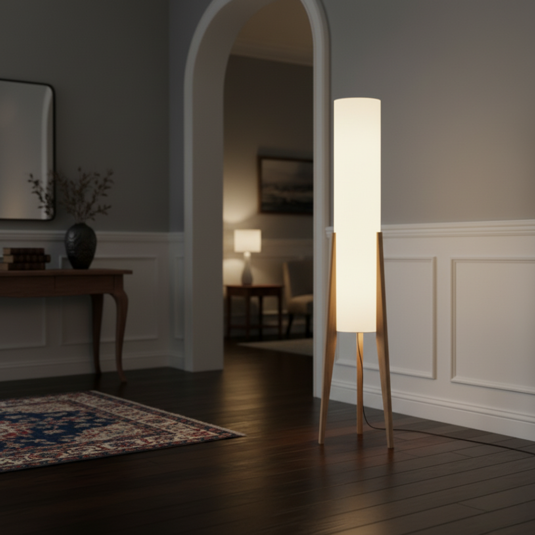 LignumLinea Minimalist Walnut Wood Floor Lamp - Nordic LED Standing Light 2