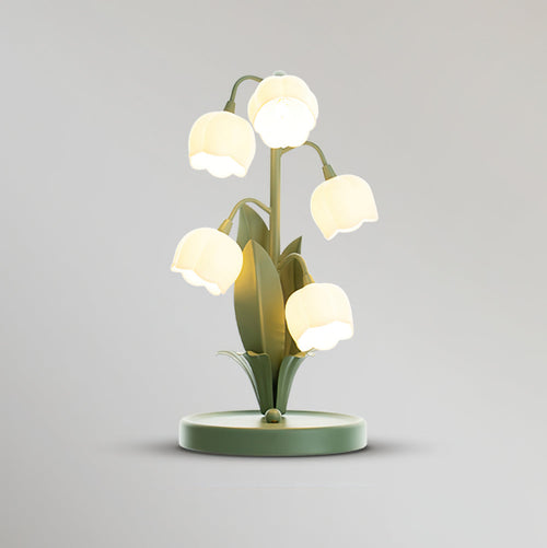 Lily of the Valley Table Lamp | Flower Glass Shades Green Base