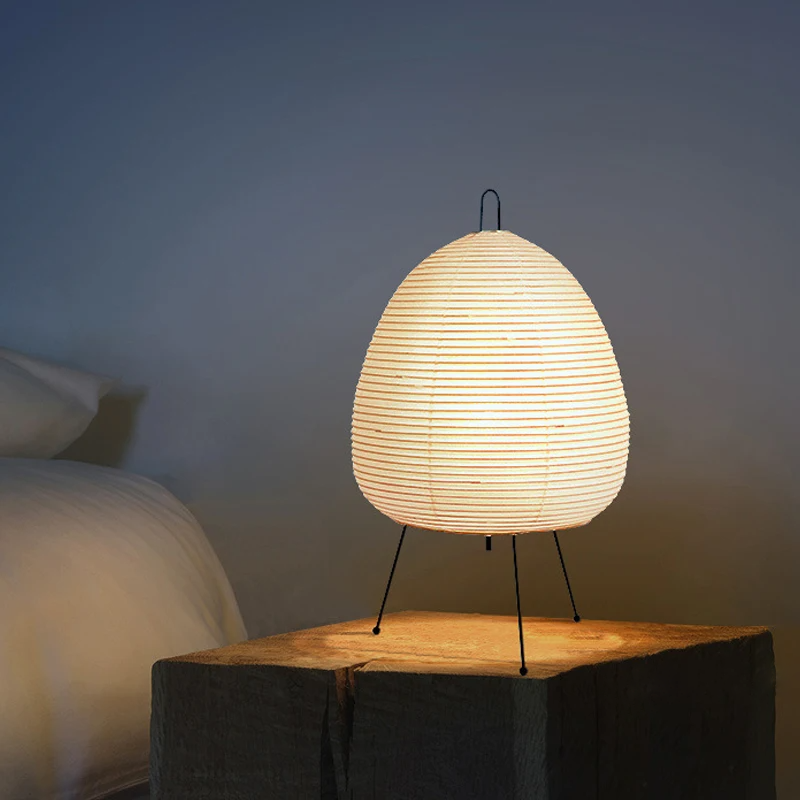 LumiaTria Japandi Rice Paper Table Lamp - Minimalist Tripod Desk Light, E27 5