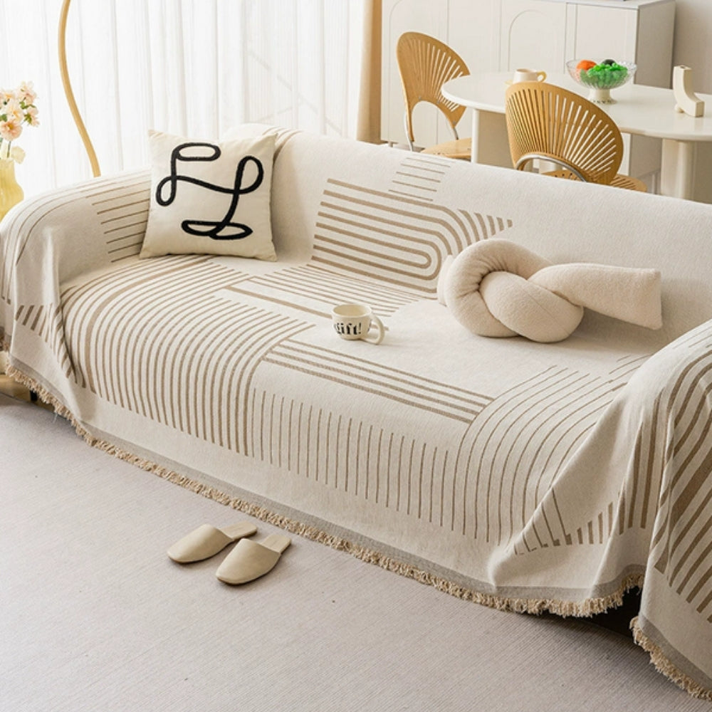 Luxurious Chenille Sofa Cover – Cozy Snowflake Design with Non-Slip Backing 0