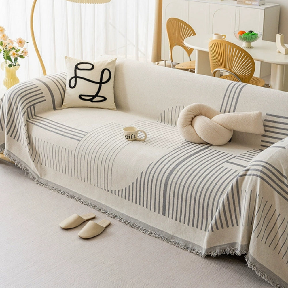 Luxurious Chenille Sofa Cover – Cozy Snowflake Design with Non-Slip Backing 1