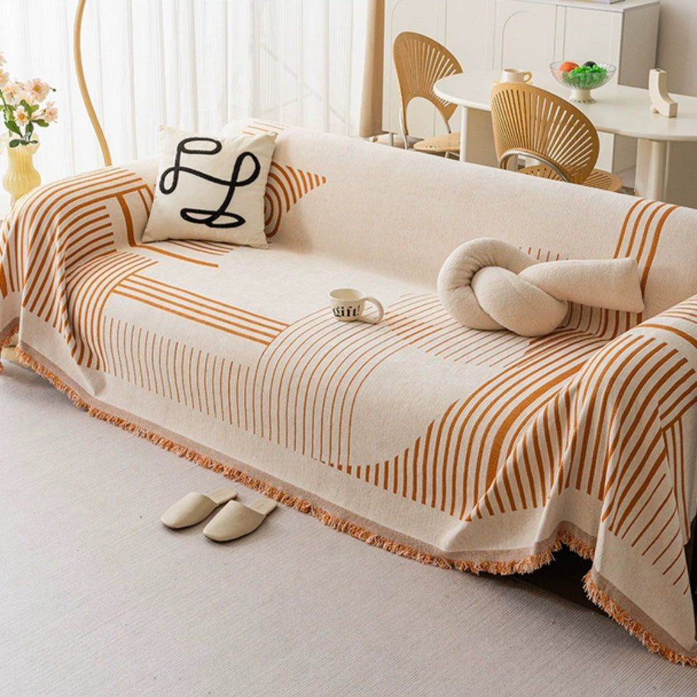 Luxurious Chenille Sofa Cover – Cozy Snowflake Design with Non-Slip Backing 3