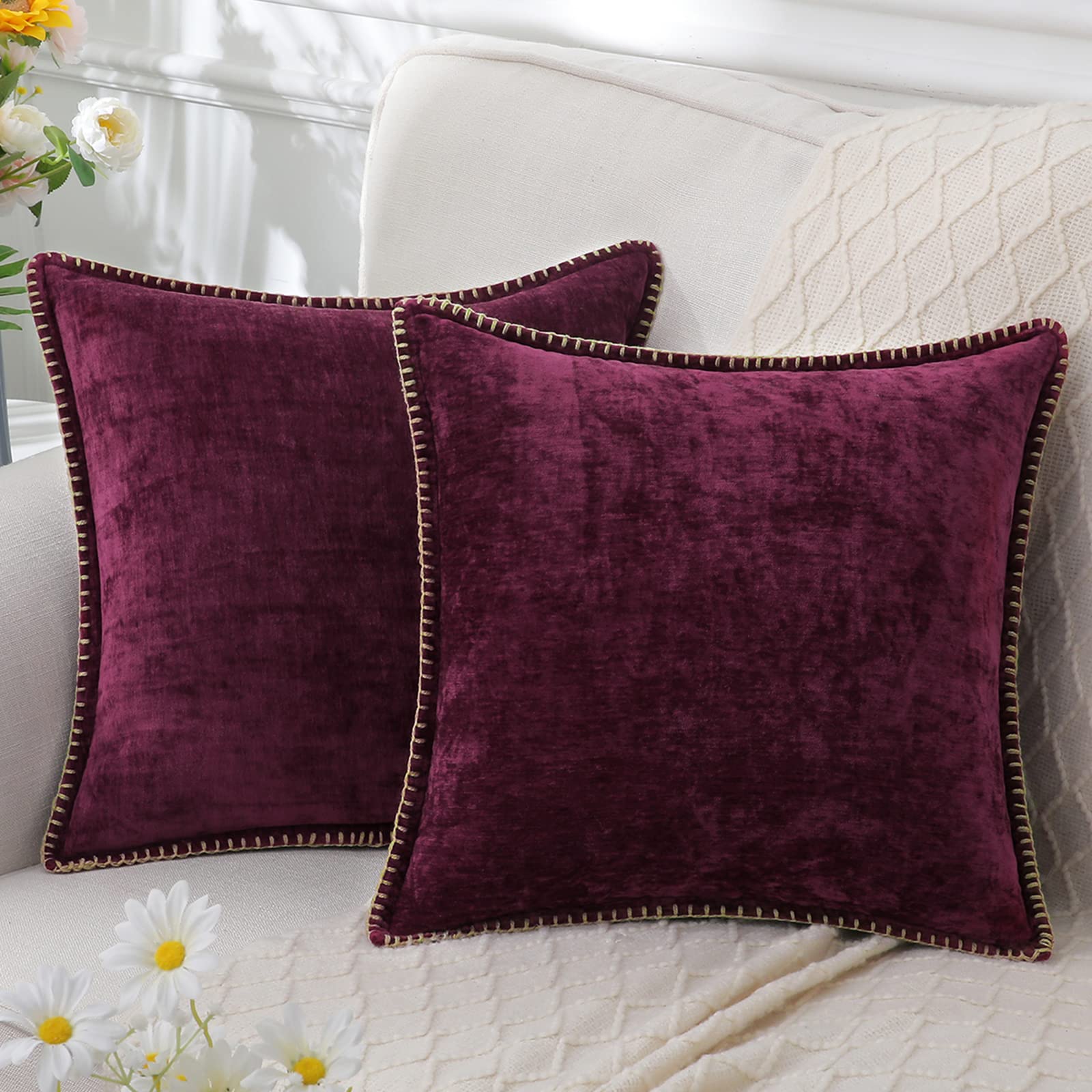 Luxurious Decorative Cushion Cover – Soft Chenille Fabric with Elegant Design for Couch 1