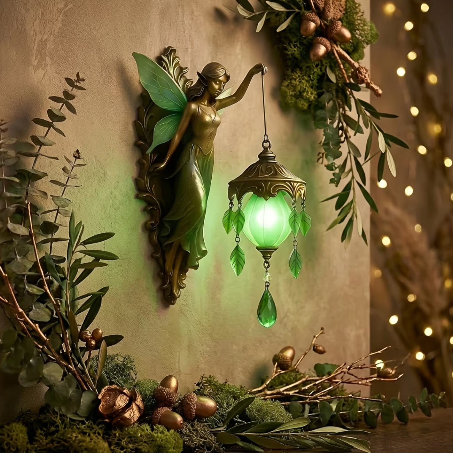Magical Fairy Glow Wall Sconce – Handcrafted Resin Sculpture with Wireless Design 3