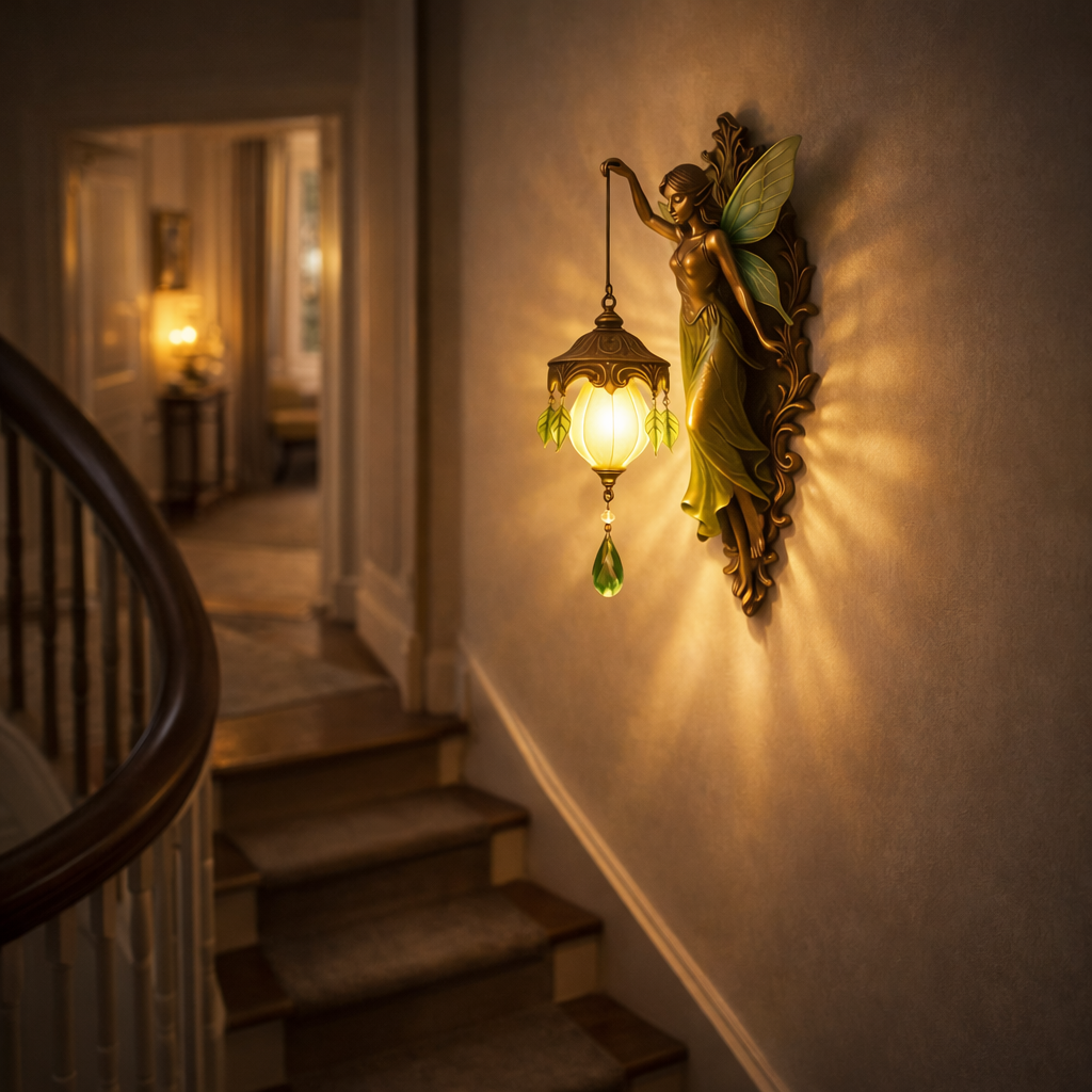Magical Fairy Glow Wall Sconce – Handcrafted Resin Sculpture with Wireless Design 5