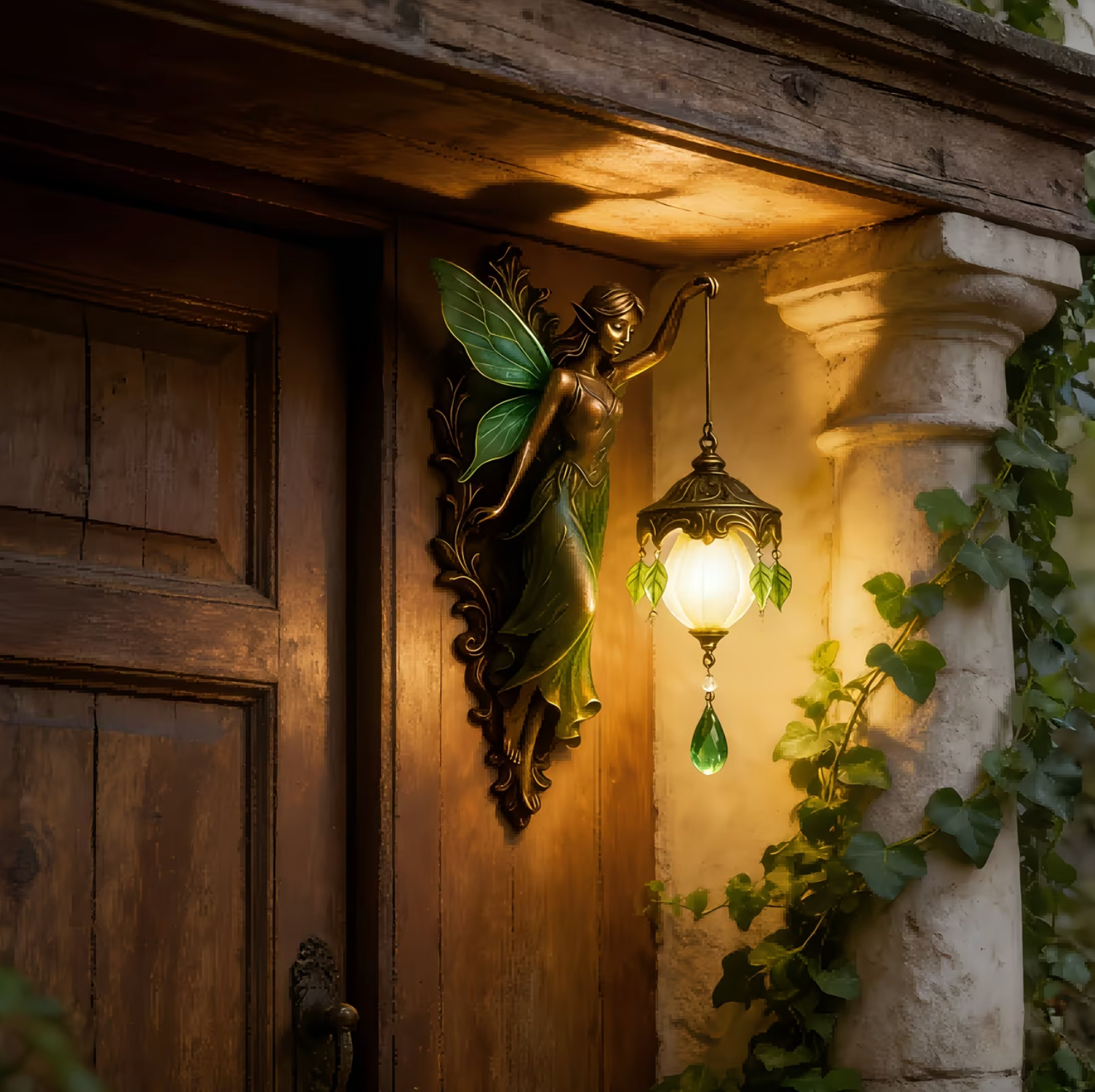Magical Fairy Glow Wall Sconce – Handcrafted Resin Sculpture with Wireless Design 7