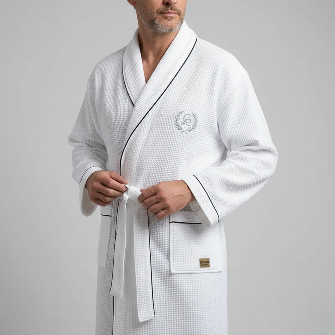 Men’s Waffle Bathrobe Long Ankle Length Spa Robe
