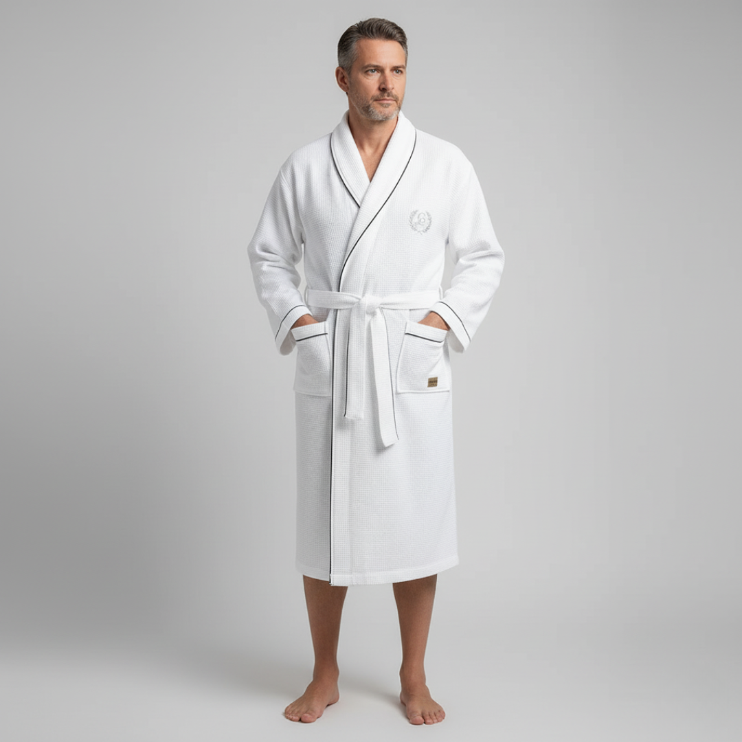 Men’s Waffle Bathrobe Long Ankle Length Spa Robe