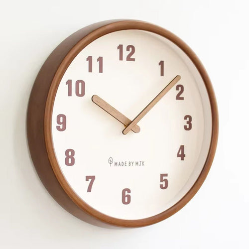 Mid Century Wood Clock | Geometric Octagonal Frame Minimalist White Dial