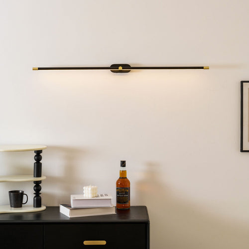 Minimalist Linear Wall Sconce | Dimmable LED Strip Black Brass Metal
