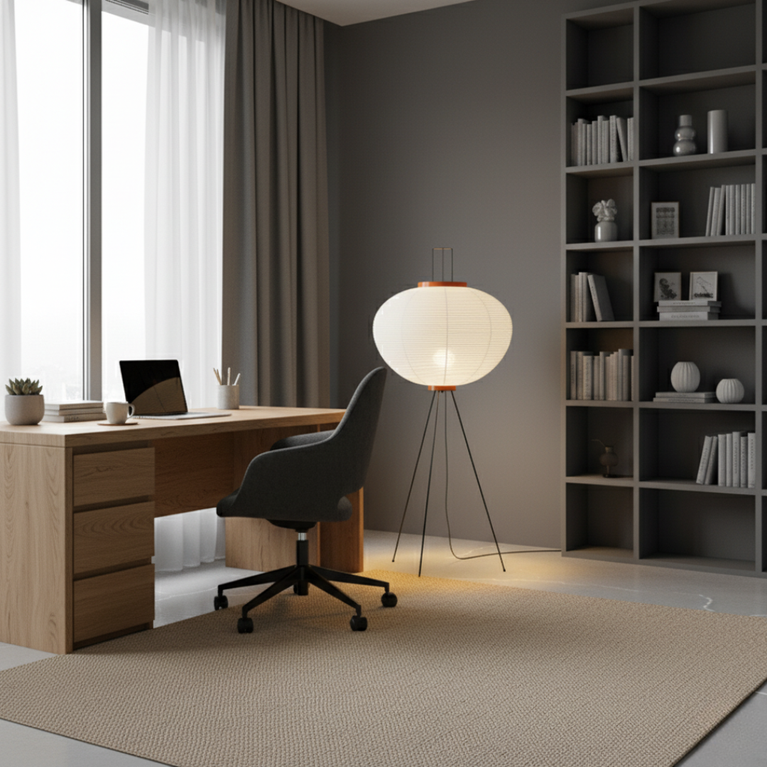 Minimalist Rice Paper Standing Lamp - Modern Boho Tripod Floor Light for Living Room 1