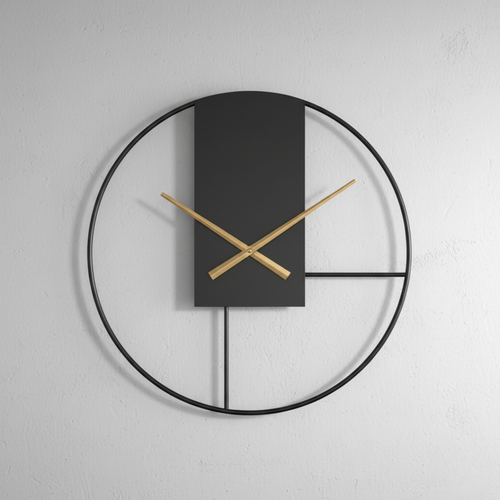 Modern Wall Clock Decor – Striking Geometric Design with Black and Gold Finish