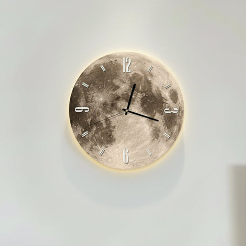 Modern Celestial Wall Clock – Silent Quartz with High-Resolution Lunar Print